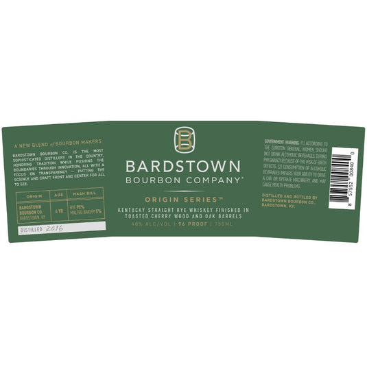 Bardstown Bourbon Origin Series Rye Finished in Toasted Cherry and Oak - Main Street Liquor