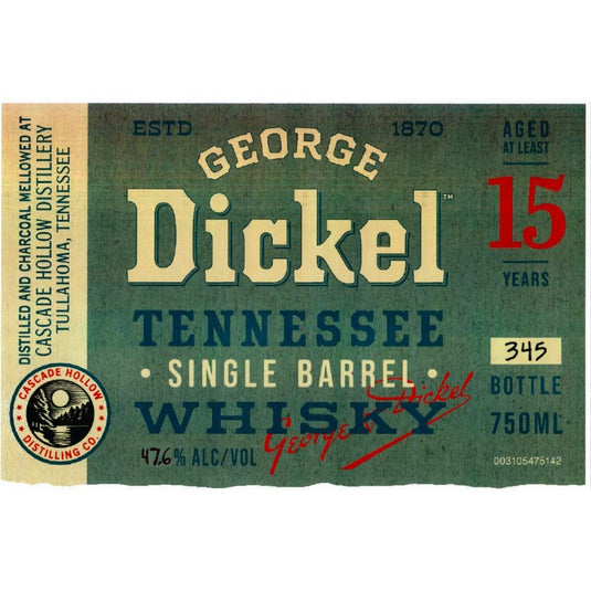 George Dickel Single Barrel 15 Year Old - Main Street Liquor