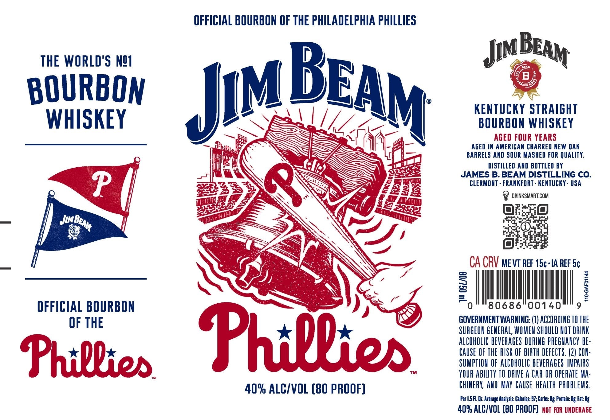 Jim Beam Philadelphia Phillies Kentucky Straight Bourbon Whiskey