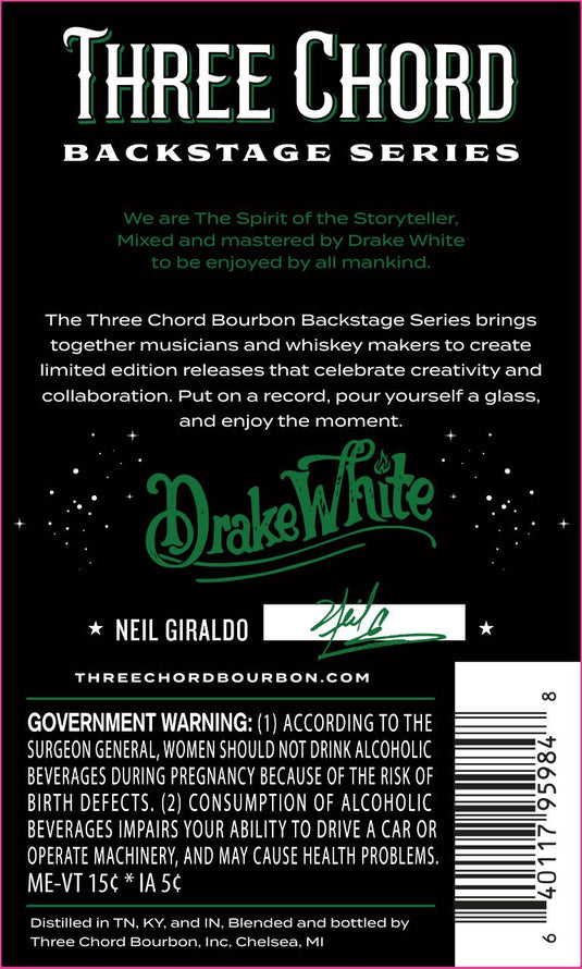 Three Chord Backstage Series Drake White Bourbon Whiskey - Main Street Liquor