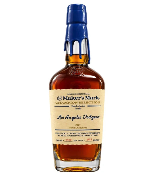 Introducing the Maker’s Mark Champion Selection Los Angeles Dodgers 2025 Limited Release Bourbon—a special edition bottle from Maker’s Mark featuring the iconic blue wax. Proudly labeled “Champion Selection” and “Los Angeles Dodgers,” this collector’s bourbon commemorates the Dodgers as World Champions, making it a must-have for any dedicated Los Angeles Dodgers or bourbon enthusiast.