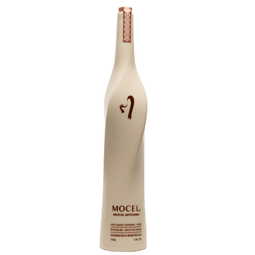 A tall, elegant cream-colored bottle with minimalist design labeled 