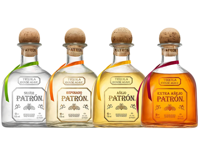 Patrón Tequila Collection Bundle: Silver, Reposado, Añejo & Extra Añejo
