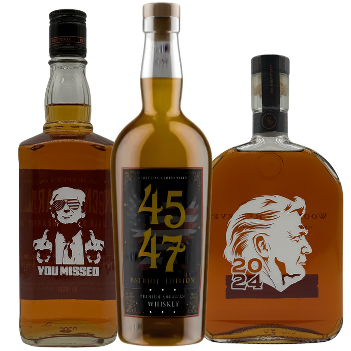 Main Street Liquor's MAGA Bundle 2nd Term Edition features 4547 American Whiskey Patriot Edition, Benchmark Old No. 8 