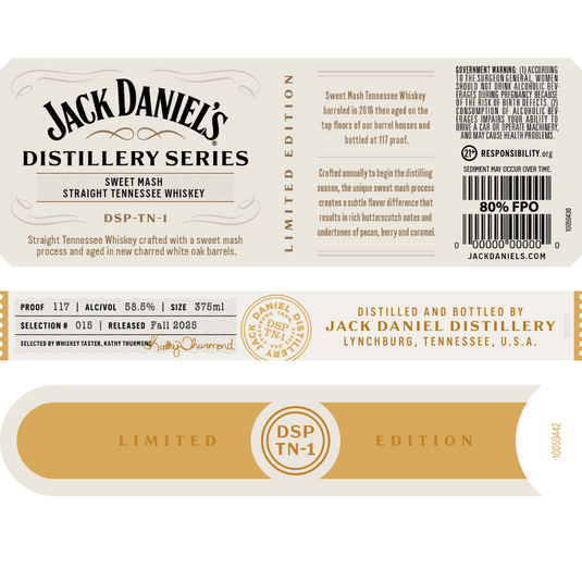 Jack Daniel’s Distillery Series Sweet Mash Straight Tennessee Whiskey DSP-TN-1 375mL
