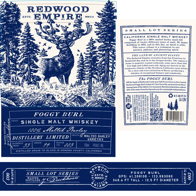 Redwood Empire Foggy Burl Single Malt Whiskey - Small Lot Series