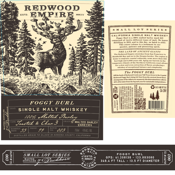 Redwood Empire Foggy Burl Toasted & Char 3 Single Malt Whiskey - Small Lot Series