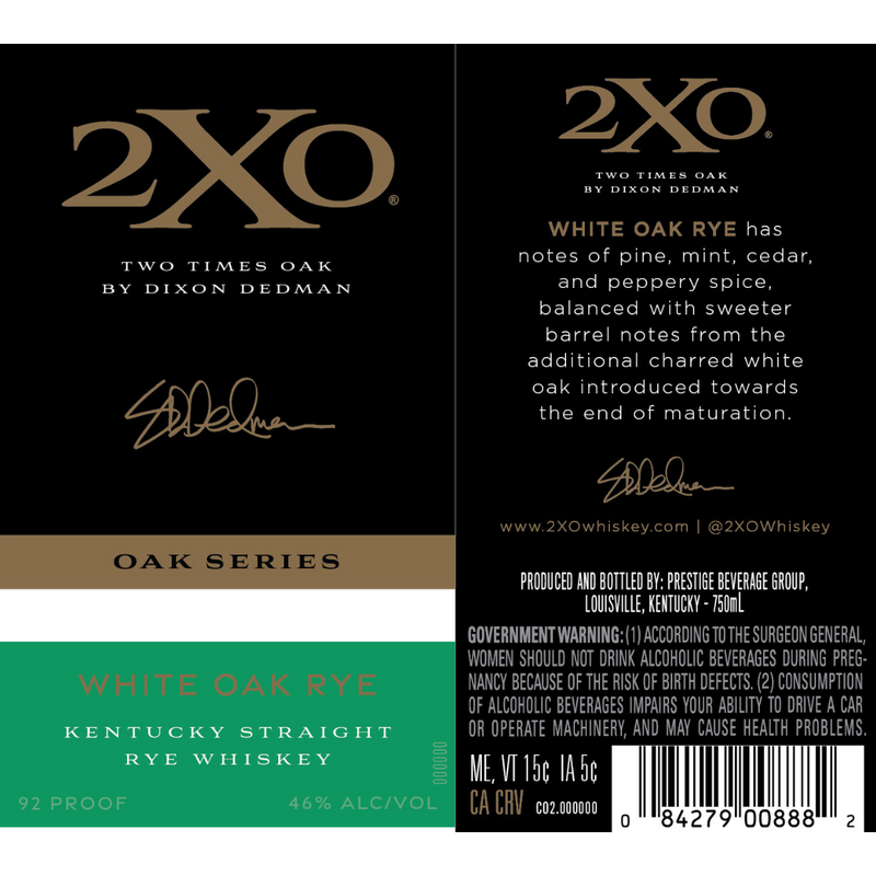 Load image into Gallery viewer, 2XO White Oak Rye Kentucky Straight Rye Whiskey by Dixon Dedman - Main Street Liquor
