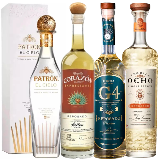 Tequila Collector Starter Pack: Tequila Ocho Reposado, G4 Tequila Reposado, Corazón Weller C.Y.P.B. Reposado, Patron El Cielo - Main Street Liquor