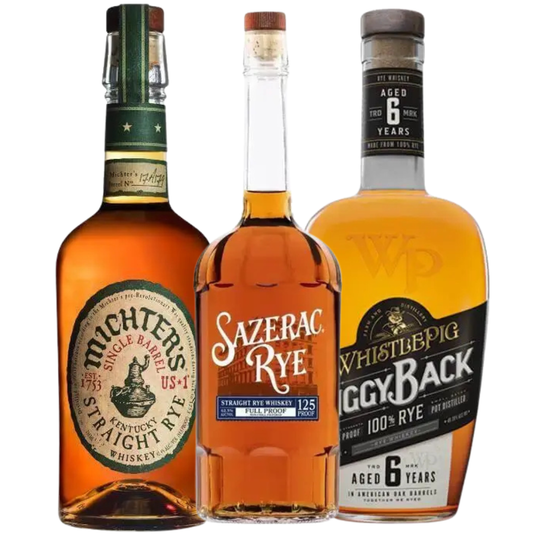 Rye Whiskey Collector Starter Pack: WhistlePig Piggyback 6 Year, Sazerac Rye Full Proof, Michter's Single Barrel - Main Street Liquor