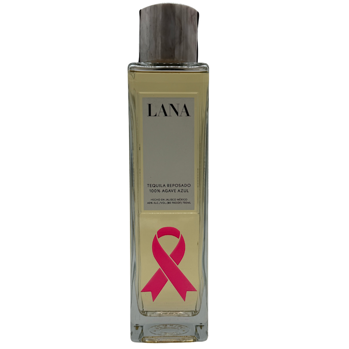 LANA Tequila Reposado Breast Cancer Awareness Ribbon Limited Edition Etched Bottle 750mL
