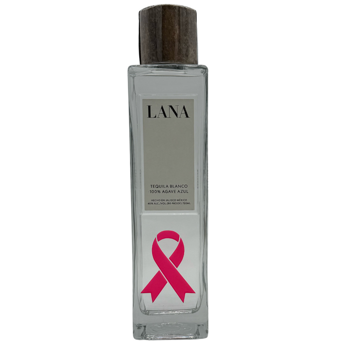 LANA Tequila Blanco Breast Cancer Awareness Ribbon Limited Edition Etched Bottle 750mL
