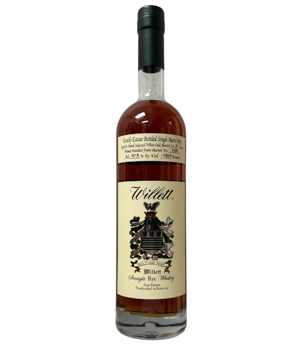 A tall bottle of Willett Family Estate 11 Year Single Barrel Rye 