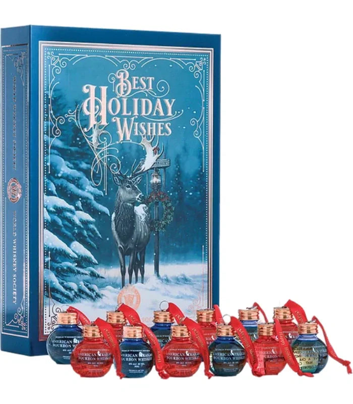 Load image into Gallery viewer, World Whiskey Society Best Holiday Wishes Bourbon Ball Ornament Gift Set World Whisky Society
