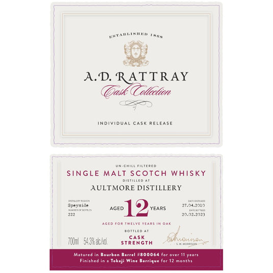 A.D. Rattray Cask Collection 12 Year Aultmore 2010 Cask 
