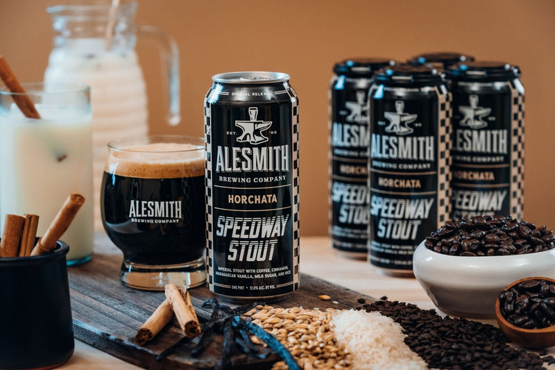 Load image into Gallery viewer, AleSmith Speedway Stout: Horchata Edition (12% ABV) 16oz Cans - Main Street Liquor
