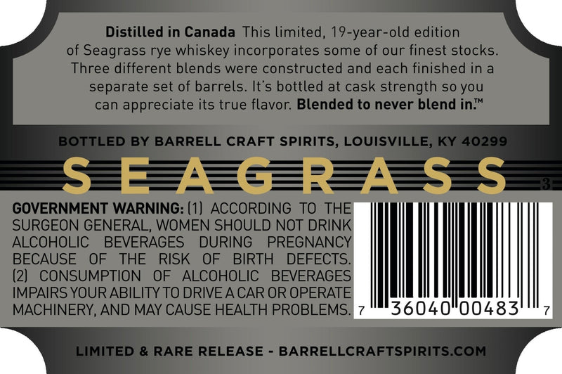 Load image into Gallery viewer, Barrell Craft Spirits Seagrass 19 Year Old Rye - Main Street Liquor
