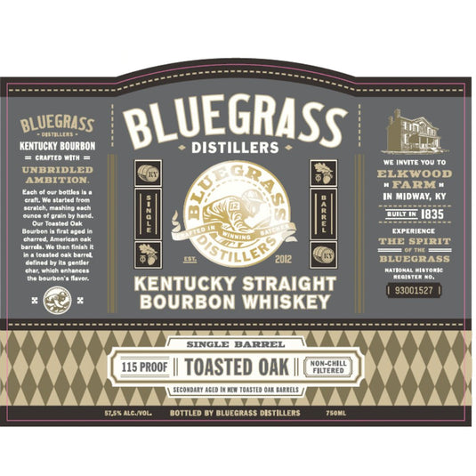 Bluegrass Single Barrel Toasted Oak Bourbon - Main Street Liquor