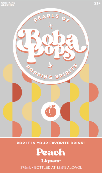 Boba Pops Peach Liqueur Pearls of Popping Spirits 375mL - Main Street Liquor