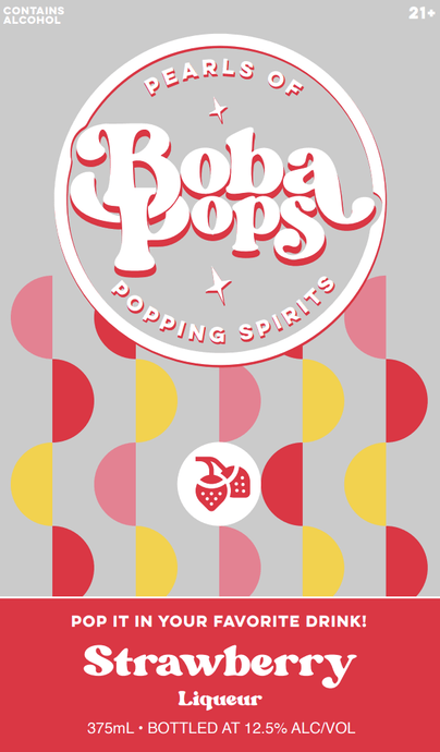 Boba Pops Strawberry Liqueur Pearls of Popping Spirits 375mL - Main Street Liquor