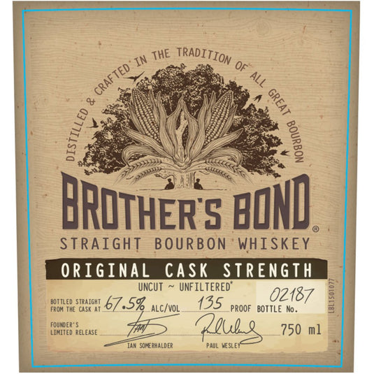 Brother's Bond Cask Strength Bourbon 135 Proof By Ian Somerhalder & Paul Wesley - Main Street Liquor