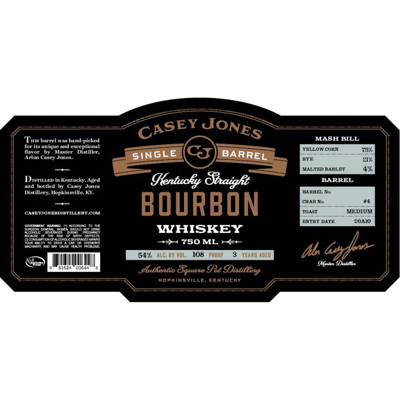 Load image into Gallery viewer, Casey Jones Single Barrel Kentucky Straight Bourbon Mash Bill 2 - Main Street Liquor
