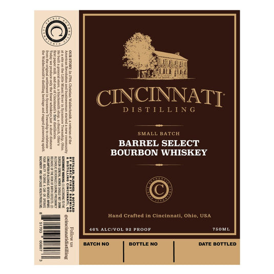 Cincinnati Distilling Small Batch Barrel Select Bourbon - Main Street Liquor