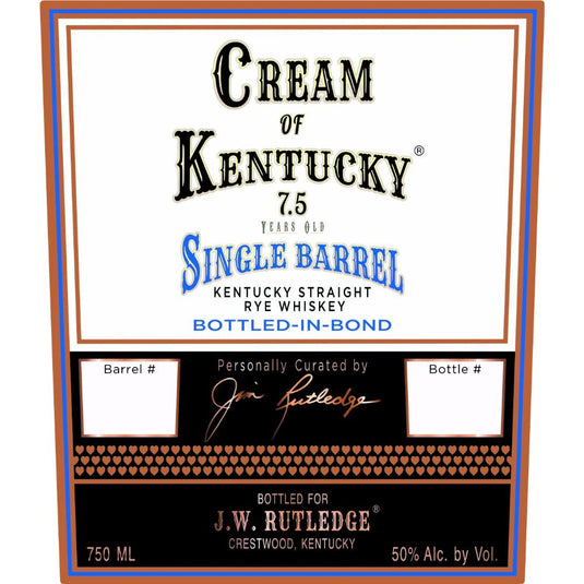 Cream of Kentucky 7.5 Year Old Single Barrel Bottled in Bond Straight Rye - Main Street Liquor