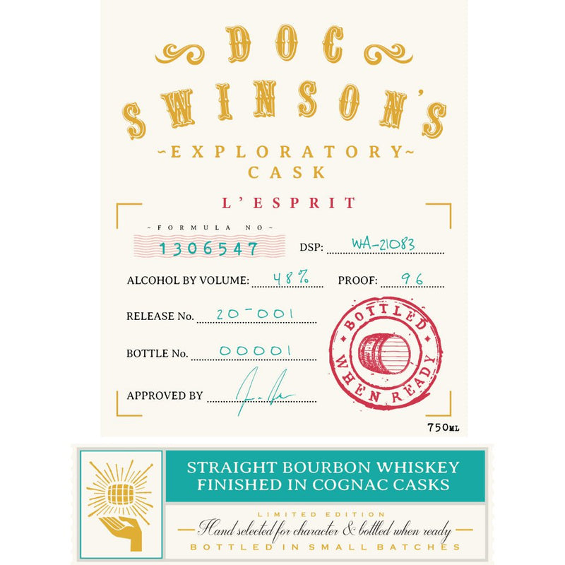 Load image into Gallery viewer, Doc Swinson’s Exploratory Cask L’Esprit Straight Bourbon - Main Street Liquor
