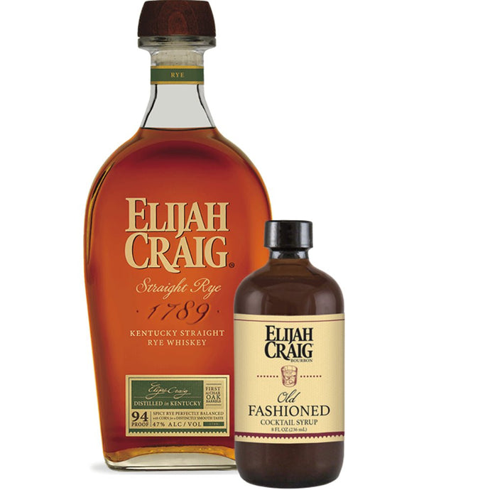 Elijah Craig Straight Rye Whiskey + FREE Bottle Of Elijah Craig Old Fashioned Cocktail Syrup - Main Street Liquor