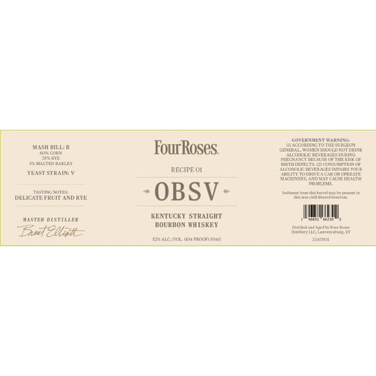 Four Roses Recipe 01 OBSV Kentucky Straight Bourbon - Main Street Liquor