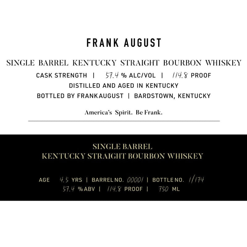 Load image into Gallery viewer, Frank August 4.5 Year Old Single Barrel Bourbon - Main Street Liquor
