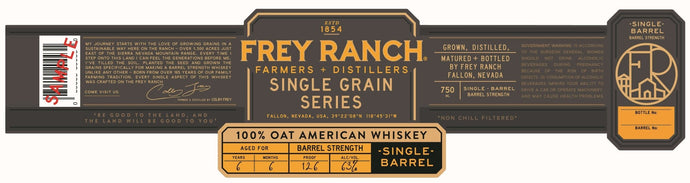 Frey Ranch Single Barrel 100% Oat American Whiskey – 6 Years, Barrel Strength - Main Street Liquor