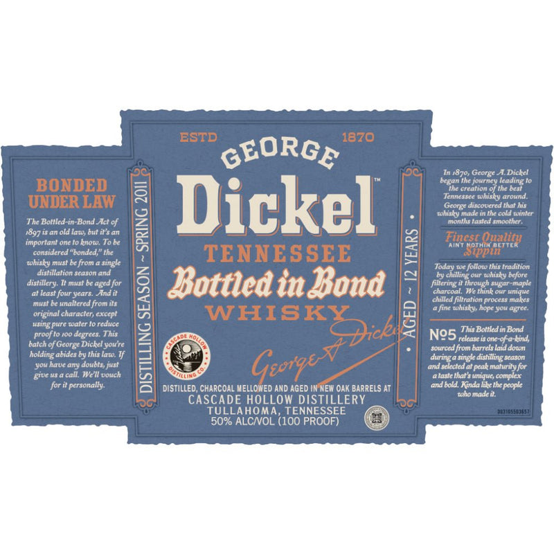 Load image into Gallery viewer, George Dickel 12 Year Old Bottled in Bond Tennessee Whisky - Main Street Liquor
