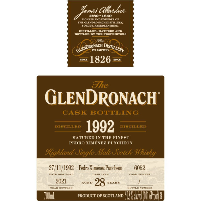 Load image into Gallery viewer, GlenDronach 28 Year Old 1992 Single Cask #6052 - Main Street Liquor
