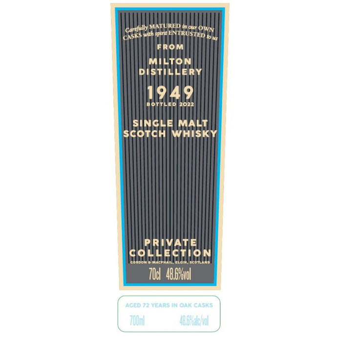 Gordon & Macphail 1949 Milton Distillery 72 Year old - Main Street Liquor