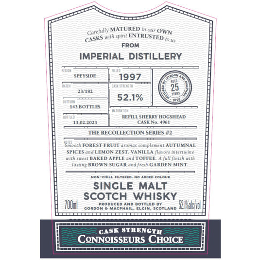 Gordon & Macphail The Recollection Series 2 25 Year Imperial Distillery - Main Street Liquor