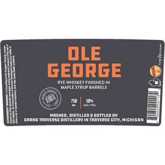 Grand Traverse Distillery Ole George Rye Whiskey - Main Street Liquor