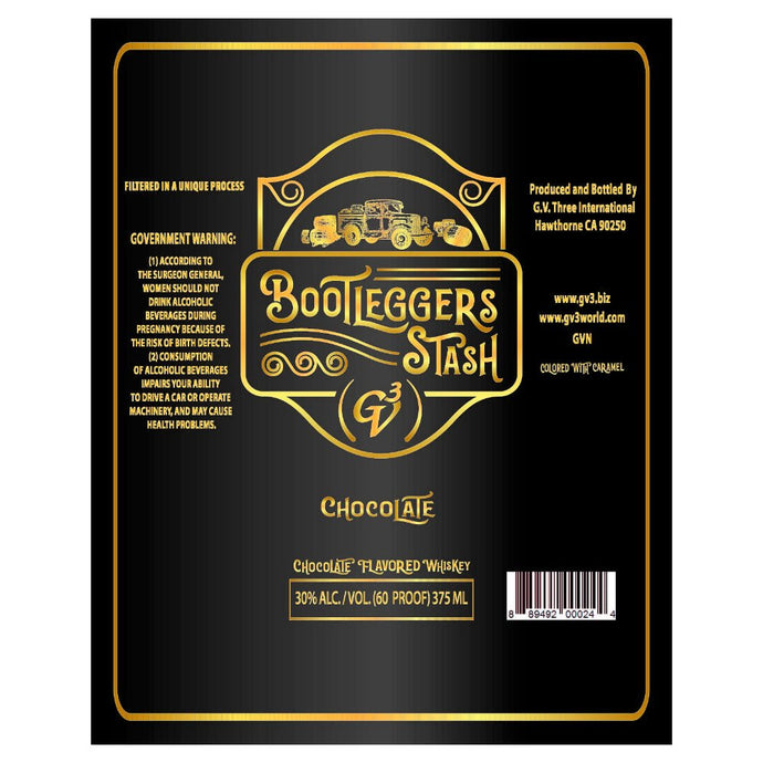 GV3 Bootleggers Stash Chocolate Flavored Whiskey 375mL - Main Street Liquor