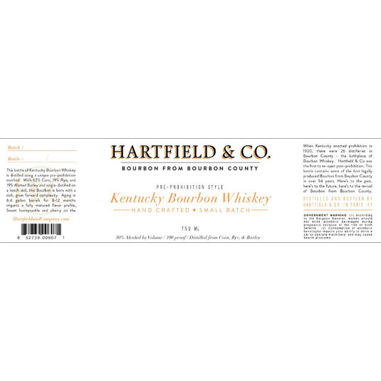 Hartfield & Co. Pre-Prohibition Style Kentucky Bourbon - Main Street Liquor
