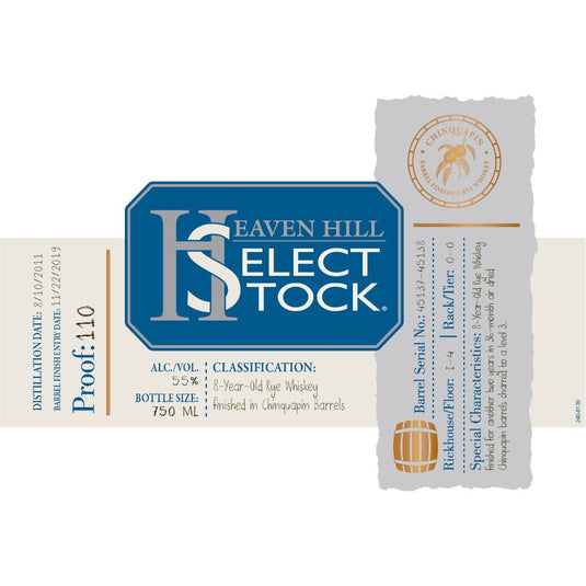 Heaven Hill Select Stock Rye Chinquapin Barrel Finished - Main Street Liquor