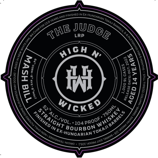 High N’ Wicked The Judge Straight Bourbon - Main Street Liquor
