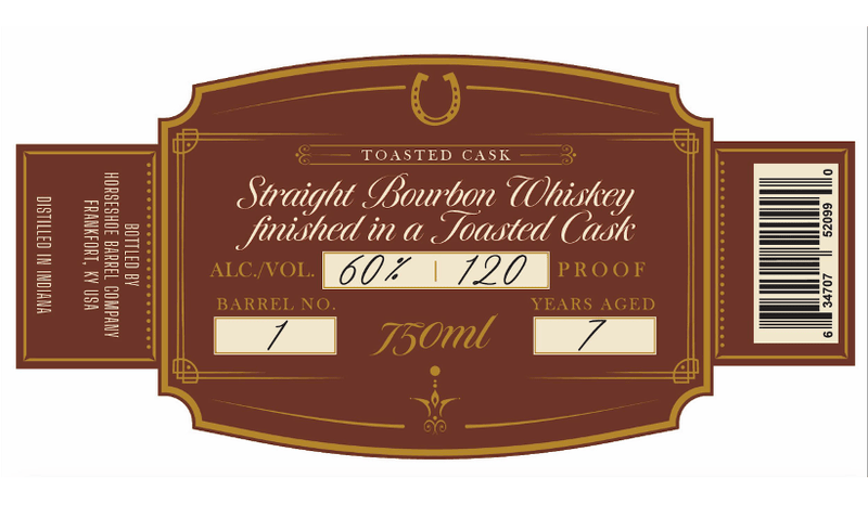Load image into Gallery viewer, Horseshoe Barrel Company Straight Bourbon Whiskey Toasted Cask 7 Years Aged 120 Proof - Main Street Liquor
