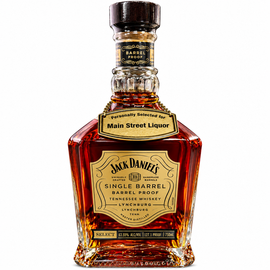 A 750ml bottle of Jack Daniel’s Single Barrel Barrel Proof Tennessee Whiskey, Main Street Liquor Private Selection (Barrel