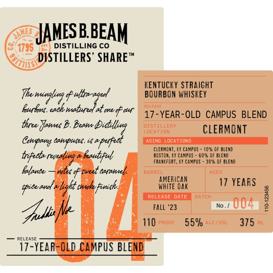 James B. Beam Distillers' Share 04 17 Year Old Campus Blend - Main Street Liquor