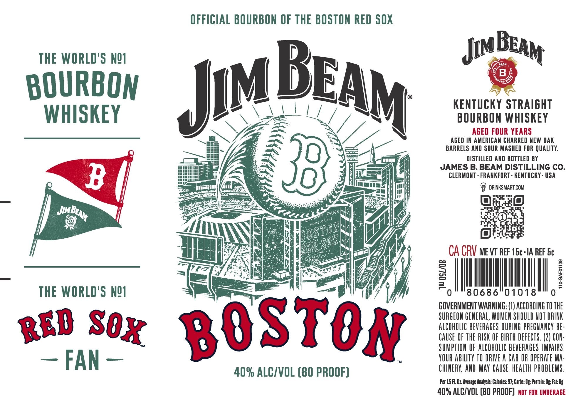 Jim Beam Boston Red Sox Kentucky Straight Bourbon Whiskey – Bourbon ...