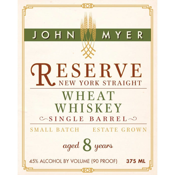 John Myer Reserve New York Straight Wheat Whiskey - Main Street Liquor