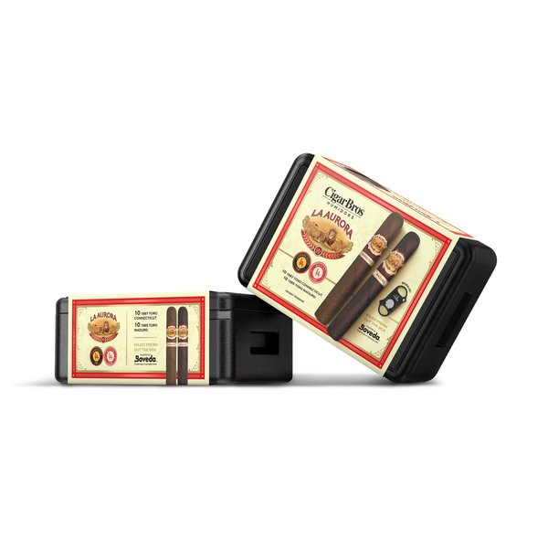 Load image into Gallery viewer, La Aurora 20 Premium Cigars Set &amp; Cutter + Personal Humidor by CigarBros - Main Street Liquor
