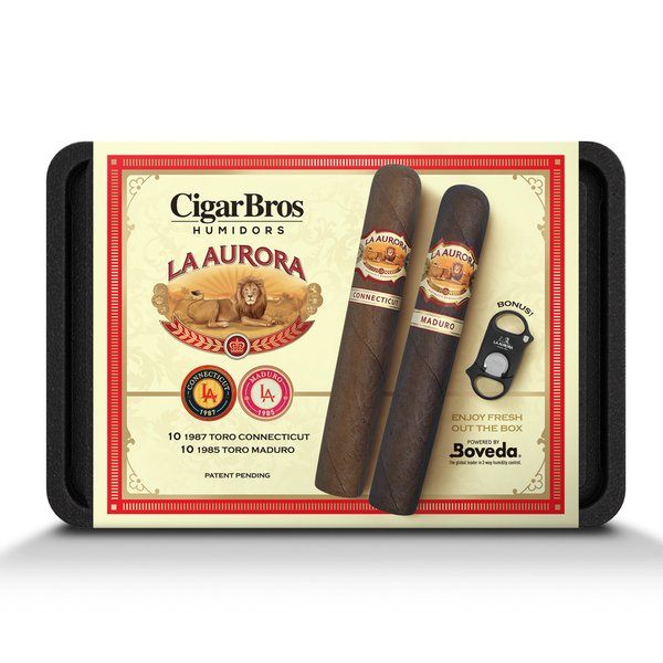 Load image into Gallery viewer, La Aurora 20 Premium Cigars Set &amp; Cutter + Personal Humidor by CigarBros - Main Street Liquor
