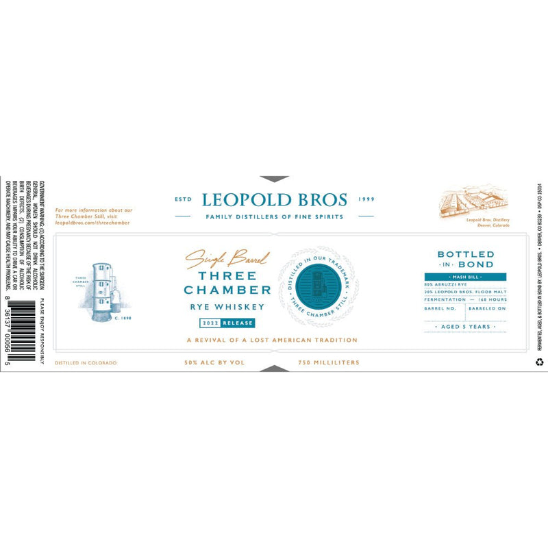 Load image into Gallery viewer, Leopold Bros Three Chamber Rye 2022 Release - Main Street Liquor
